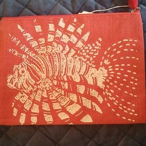 Mudpie clutch coral and white